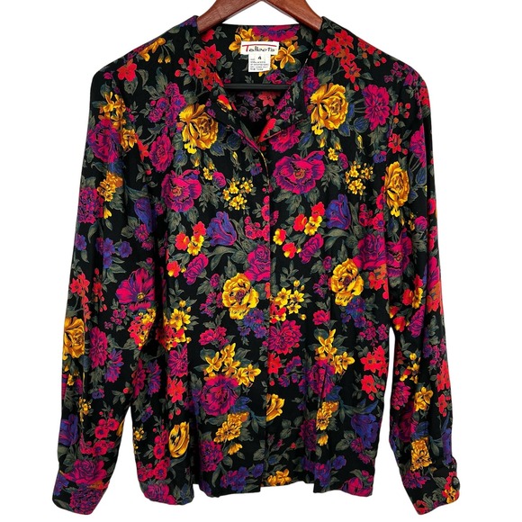 Talbots Tops - Talbots Sz 4 Small Floral Formal Jacket Blouse Shirt Top Pink Yellow Summer Cute